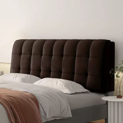 ZZYK Fleece Back Cushion Headboard Backrest Reading Pillow Large Wedge Lumbar Bolster Upholstered Bed Headboard Cover for Full Twin Queen Size Bed,Coffee,Paste 59"/150cm