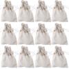 Fun Express Mini Neutral Plaid Canvas Drawstring Treat Bags - 12 Pieces view 1