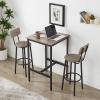 3 Piece Bar Table Set, Counter Height Pub Table with 2 PU Padded Chairs with Backrest, Space Saving Pub Bistro Table Dining Table Set for 2, for Kitchen Breakfast Nook Restaurant view 2