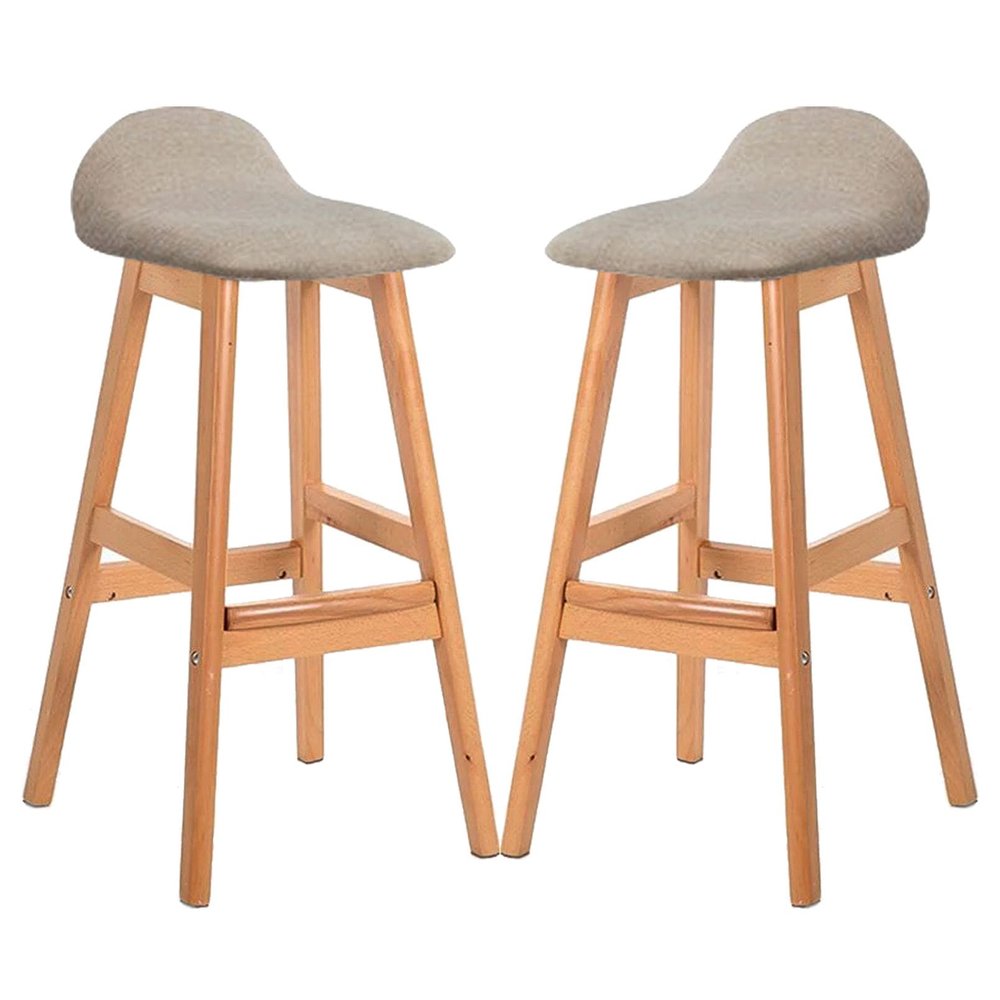 Bar Stools with Low Back, Wooden Fixed Height Bar Chairs Set of 2, Counter Height Breakfast Stool, Barstools for Kitchen Island, Recreation Room or Game Room