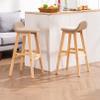 Bar Stools with Low Back, Wooden Fixed Height Bar Chairs Set of 2, Counter Height Breakfast Stool, Barstools for Kitchen Island, Recreation Room or Game Room view 2