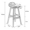 Bar Stools with Low Back, Wooden Fixed Height Bar Chairs Set of 2, Counter Height Breakfast Stool, Barstools for Kitchen Island, Recreation Room or Game Room view 3