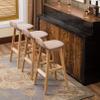 Bar Stools with Low Back, Wooden Fixed Height Bar Chairs Set of 2, Counter Height Breakfast Stool, Barstools for Kitchen Island, Recreation Room or Game Room view 4