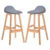 Bar Stools with Low Back, Wooden Fixed Height Bar Chairs Set of 2, Counter Height Breakfast Stool, Barstools for Kitchen Island, Recreation Room or Game Room view 1