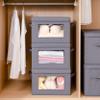 Anywish 3-Pack Collapsible Storage Bins with Lids, Linen Fabric Foldable Storage Boxes, Cube Closet Organization for Clothes, Blankets, Books, Gray view 2
