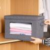 Anywish 3-Pack Collapsible Storage Bins with Lids, Linen Fabric Foldable Storage Boxes, Cube Closet Organization for Clothes, Blankets, Books, Gray view 3