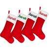 Amidaky Knitted Christmas Stockings Personalized 1 Pack Christmas Stockings Customized Name Large Bulk Red and White Plush for Family Xmas Party (Knitted and Plush, 6pcs White Plush and Red) view 1