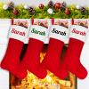 Amidaky Knitted Christmas Stockings Personalized 1 Pack Christmas Stockings Customized Name Large Bulk Red and White Plush for Family Xmas Party (Knitted and Plush, 6pcs White Plush and Red) view 2