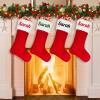 Amidaky Knitted Christmas Stockings Personalized 1 Pack Christmas Stockings Customized Name Large Bulk Red and White Plush for Family Xmas Party (Knitted and Plush, 6pcs White Plush and Red) view 3