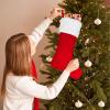 Amidaky Knitted Christmas Stockings Personalized 1 Pack Christmas Stockings Customized Name Large Bulk Red and White Plush for Family Xmas Party (Knitted and Plush, 6pcs White Plush and Red) view 4