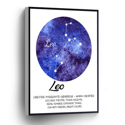 PUCHYUCT Leo Canvas Wall Art 12 Zodiac Poster Leo Constellation Print Space Art Christmas Gift Posters Stretched and Framed Ready to Hang for living room,bedroom,classroom etc (16" X 24")