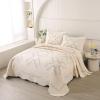 vctops Elegant Floral Embroidered Quilt Set Oversized Queen,100% Cotton Reversible Quilted Bedding Set with Scalloped Edge, Soft and Lightweight Bedspread Coverlet with 2 Pillow Sham (Green, 98"x106") view 2