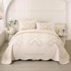 vctops Elegant Floral Embroidered Quilt Set Oversized Queen,100% Cotton Reversible Quilted Bedding Set with Scalloped Edge, Soft and Lightweight Bedspread Coverlet with 2 Pillow Sham (Green, 98"x106") view 3