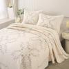 vctops Elegant Floral Embroidered Quilt Set Oversized Queen,100% Cotton Reversible Quilted Bedding Set with Scalloped Edge, Soft and Lightweight Bedspread Coverlet with 2 Pillow Sham (Green, 98"x106") view 4