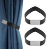 Magnetic Curtain Tiebacks 2 Pcs Leather Curtain Outdoor Ties Modern Tie Backs Drapes Curtains Buckle Drapery Holdbacks for Home Office Cafe Balcony Decor(Black) view 1