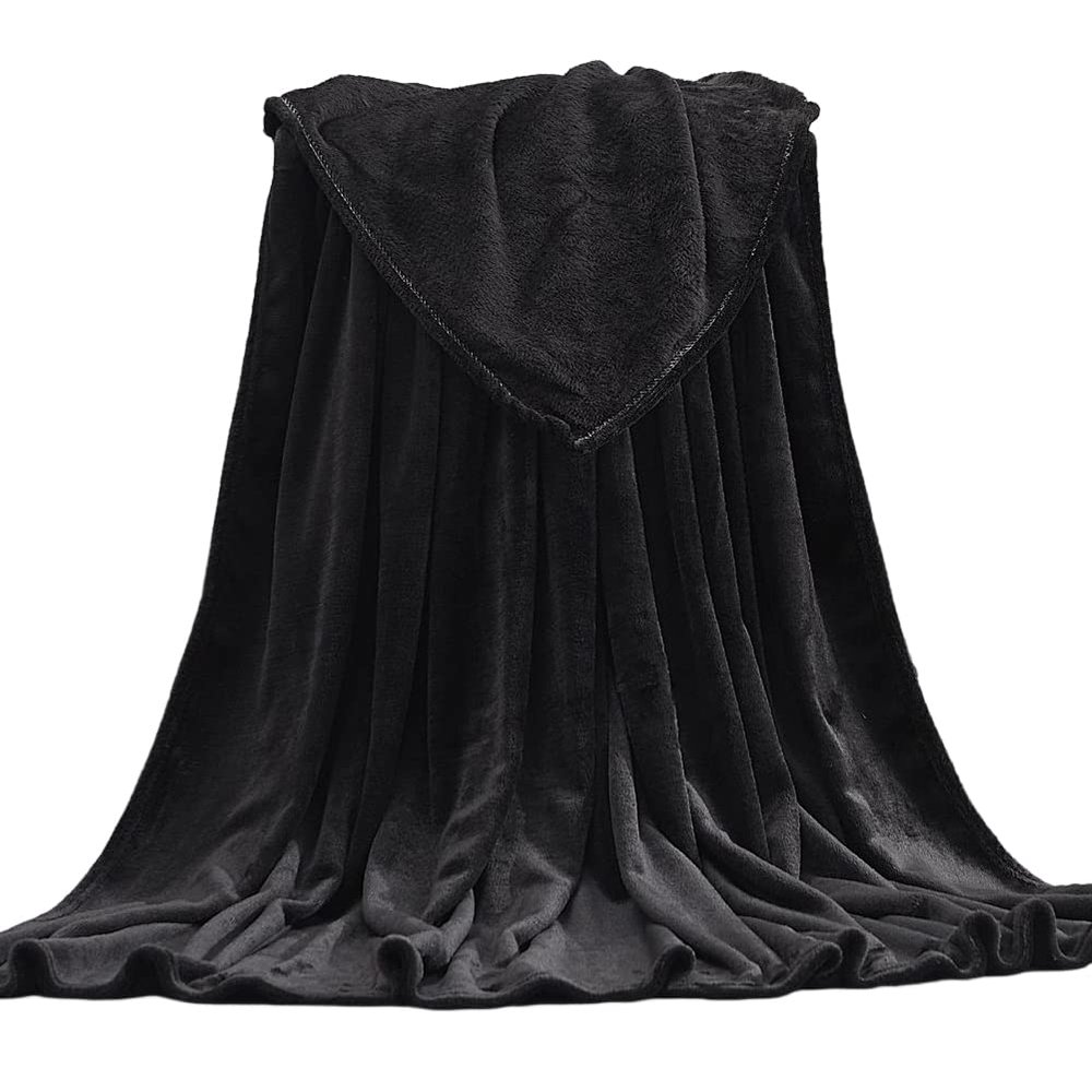 YingShi Art Fiber Polyester Coral Fleece Blanket,Black 50cmx70cm, Suitable for All Seasons.
