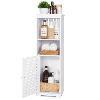 Small Bathroom Storage Cabinet, White Floor Standing Storage Cabinet Home Furniture Shelf,Suitable for Toilet Bedroom Kitchen Living Room (W/PJ)