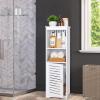 Small Bathroom Storage Cabinet, White Floor Standing Storage Cabinet Home Furniture Shelf,Suitable for Toilet Bedroom Kitchen Living Room (W/PJ) view 2