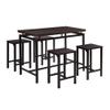 5 Piece Bar Table Set, Modern Counter Height Dining Table and Chairs Set for 4, Wood Kitchen Table and 4 Bar Stools for Small Spaces, Apartment, Pub, Dining Room (Espresso) view 2