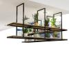 Drsyffsup Ceiling Hanging Rack, Wooden Floating Decorations Shelf Display Shelves Flower Pot Stand for Living Room Kitchen Bar Balcony Kitchen Storage Shelving Wine Holder (Size : 120x30x80cm) view 1