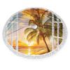 Beach Christmas Tree Skirt,Sea Ocean Palm Tree Sunset Scenery House,Xmas Tree Skirts for Christmas Decorations, New Year House Decoration Supplies,Yellow Blue 48 Inches view 1