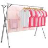 HUHJYUGE Clothes Drying Rack Foldable Free of Installation 94.4in, Laundry Drying Rack Length Adjustable Space Saving Easy Storage with Gravity Lock Device, for Indoor Outdoor view 1