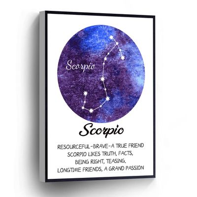 Scorpio Canvas Wall Art Zodiac Poster Scorpio Constellation Print Astronomy Art Birthday Gift Posters Stretched and Framed Ready to Hang for living room,bedroom,classroom etc (16" X 24")