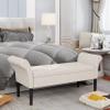Alunaune Upholstered Storage Bench for Bedroom End of Bed Bench Ottoman, Tufted Entryway Bench Settee, Faux Leather Footstool with Arms for Living Room-White view 4