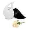 KEEPSAKE COMPANY White Teardrop Small Urns for Human Ashes/Mini Urn with Sky Blue Heart/Cremation Keepsakes for Ashes/Ash Holders (White - Silver, Small - S (15 Cu in)) view 1