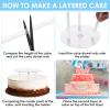 Thinp 15 Pcs Cake Dowels Rods with 3 Cake Boards Set, 4 6 8 Inch Plastic Tiered Cakes Supports, Reusable Hollow Stacking Dowels for Wedding Birthday Party Cakes Construction Supplies view 3