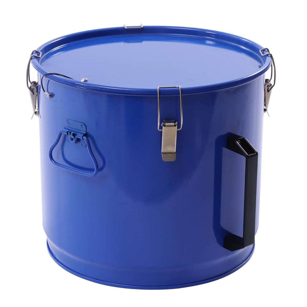 37.9L/ 10 Gal Fryer Grease Bucket Oil Disposal Caddy Steel Fryer Oil Bucket Oil Transport Container w/Lid & 4 Lock Clips Oil Caddy w/Filter Bag for Hot Oil Filtering,Hot Cooking Fryer Grease Bucket