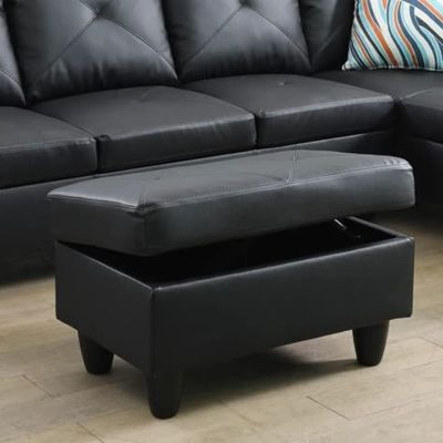 A Ainehome Ottoman, Modern Leather Ottoman for Living Room, Apartment and Small Space(Size:28.5''x19''x17.5''H, A-Black)