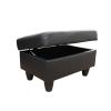A Ainehome Ottoman, Modern Leather Ottoman for Living Room, Apartment and Small Space(Size:28.5''x19''x17.5''H, A-Black) view 3