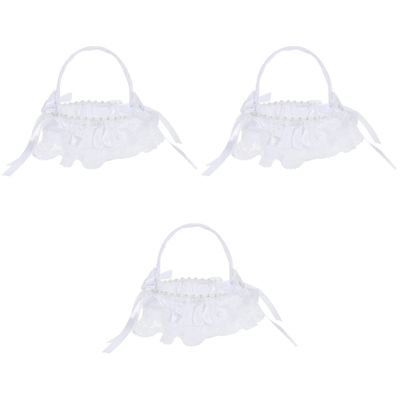 HOMSFOU 3 Pcs Bodas Creative Flower Girl Scatter Basket Lightweight for Portable