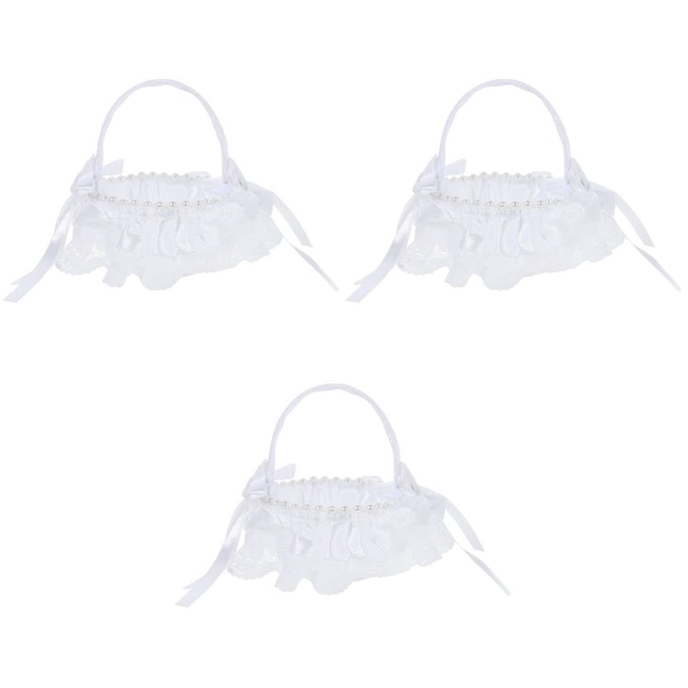 HOMSFOU 3 Pcs Bodas Creative Flower Girl Scatter Basket Lightweight for Portable