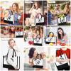 FODIENS 12 Pack Canvas Tote Bag for Women, Personalized Blank Beach Bag with 26PCS A-Z Initial Heat Transfer Letters Film, DIY Monogrammed Gift Tote Bags Bulk for Mom Teachers Friends Bridesmaids view 2