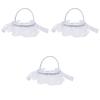 3 pcs Handle Western Daily Elegant Home Christmas Weddings Basket: Woven Diamond Held Supplies White Fairy Debris Party for Decor Ribbon Bride Hand Birthday Use Top view 1