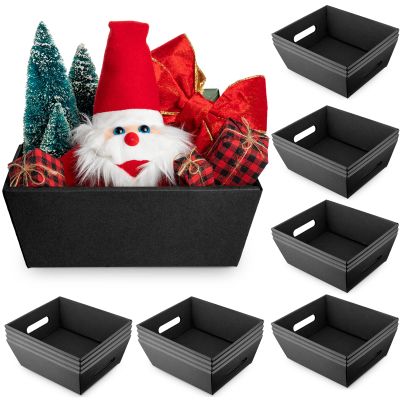 Fainne 20 Pcs Graduation Gift Baskets 10" x 8" Empty Kraft Cardboard Baskets with Handles Bulk Empty Gift Trays Containers for Wedding Graduation Easter Basket Stuffer Decor(Black)