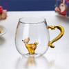 Cute Mugs 3D Christmas Coffee Mug with Handle, Glass Espresso Cup, Tea Cup, Milk Cup, Glassware for Beverage Water Juice, Birthday Gifts for Women Friends Valentines Day Office (Reindeer) view 1