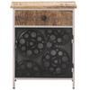 FAMIROSA Wooden Bedside Cabinet with a Door and a Drawer, 15.7"x11.8"x19.7" Rough Mango Wood view 3