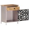 FAMIROSA Wooden Bedside Cabinet with a Door and a Drawer, 15.7"x11.8"x19.7" Rough Mango Wood view 4