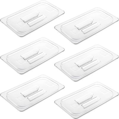 CURTA 6 Pack NSF Food Pan Cover, 1/3 Size Clear Polycarbonate Lid with Handle for Commercial Food Pan, Dishwasher & Freezer Safe Plastic Clear