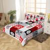 Feelyou Red Fire Truck Car Duvet Cover Firefighter Bedding Set Fire Engine Comforter Cover Kids Firemen Car Vehicle Bed Set Geometric Lattice Grid Twin Size with 1 Pillow Case (No Comforter) view 3