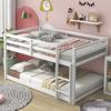 CNANXU Twin Low Bunk Bed,Twin Loft Bed with Ladder for Boys and Girls, Wood Twin Over Twin Bunk Bed Frame with Full Length Guardrail, Multifunctional Design,Wooden Slat Support (White) view 3