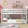CNANXU Twin Low Bunk Bed,Twin Loft Bed with Ladder for Boys and Girls, Wood Twin Over Twin Bunk Bed Frame with Full Length Guardrail, Multifunctional Design,Wooden Slat Support (White) view 4