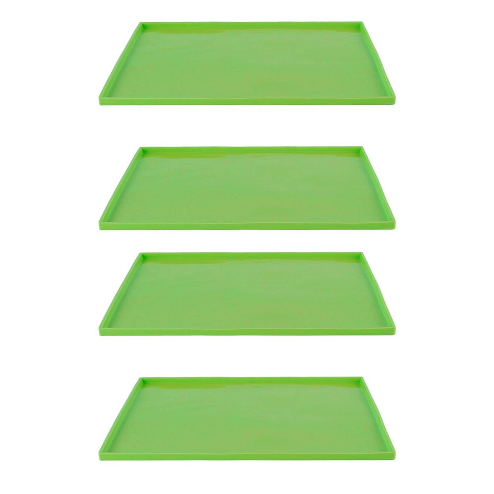 Food Grade High Temperature Resistant Avoid Sticking Fruit Dehydrator Sheets, 4Pcs Silicone Dehydrator Mats, Nonstick Baking Rug Mat, for Jerky, Fruit, Herbs, Chips, Flax Crackers Crusts (Green),