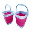 SAMMART Collapsible Rectangular Cleaning Bucket 5L (1.3 Gallon)- Foldable Camping Beach Sand Water Pot Pail- Portable Space Saving Tub for Household, Outdoor Washing (Cool Blue/Flamingo (Set of 2)) view 1