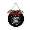 Lefangovs Round Wooden Happy New Year Hanging Front Door Decor Sign Christmas Wreath SignHappy New Year Decorations view 1