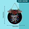 Lefangovs Round Wooden Happy New Year Hanging Front Door Decor Sign Christmas Wreath SignHappy New Year Decorations view 2