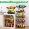 SAYZH Fruit Basket Kitchen Pantry Organizers and Storage - 5 Tier Stackable Metal Wire Basket Stand for Fruit Vegetable Snacks Jars Bins Containers Organization, (Black, 5 Tiers) view 4